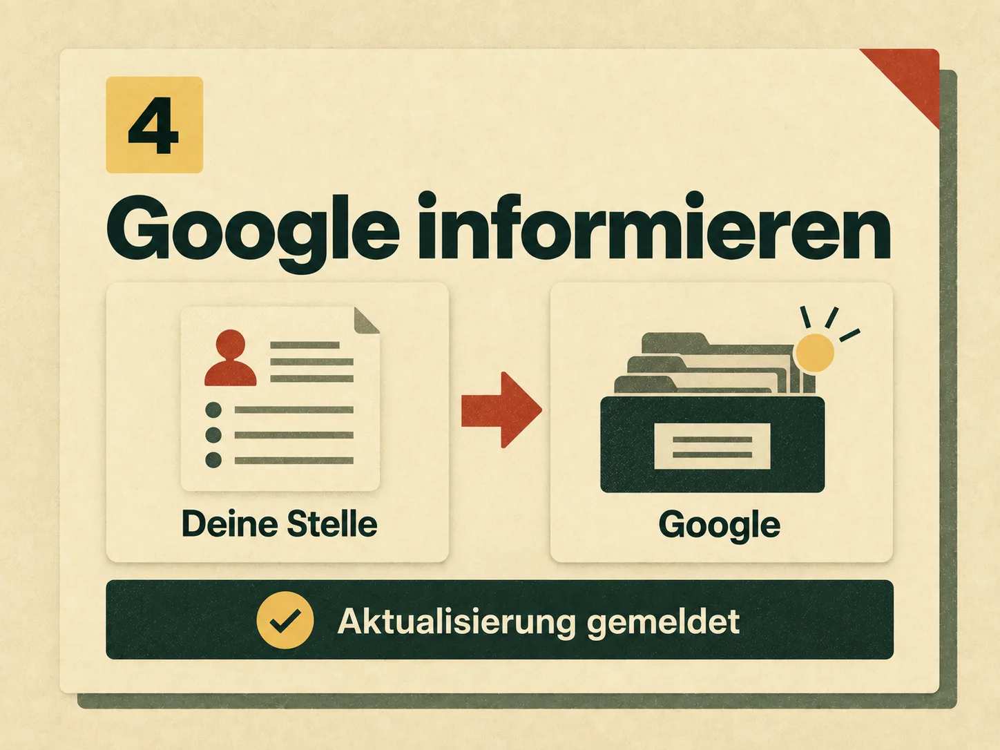 Beispiel einer Aktualisierungsmeldung von der eigenen Stellenseite an Google.
