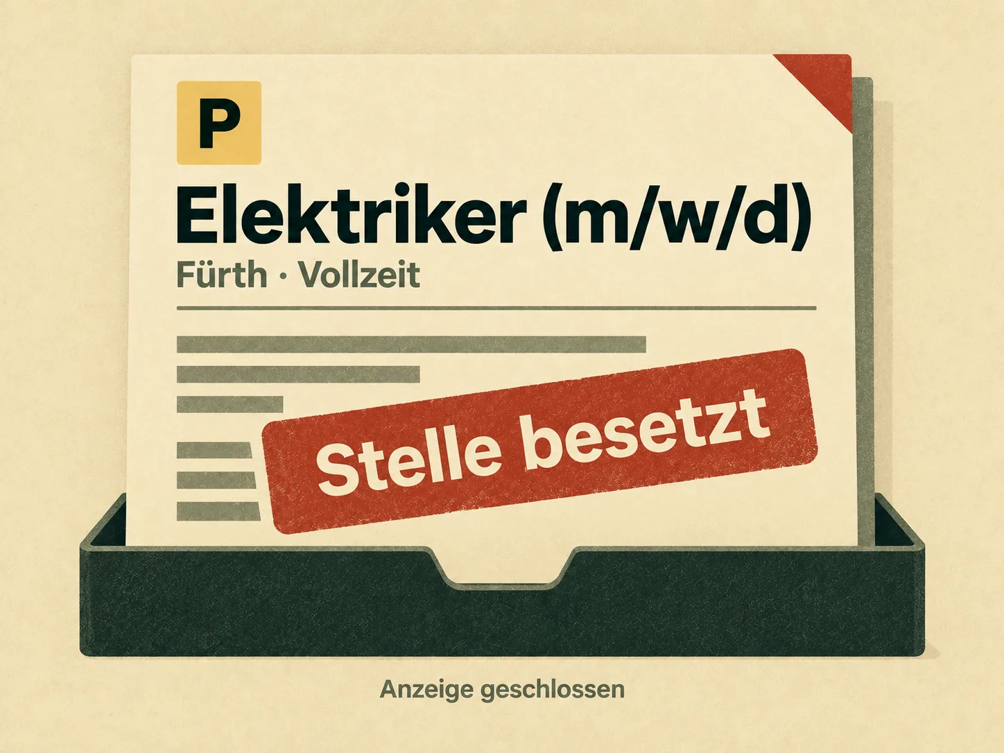 Eine als besetzt gekennzeichnete Elektriker-Stelle wird geschlossen.